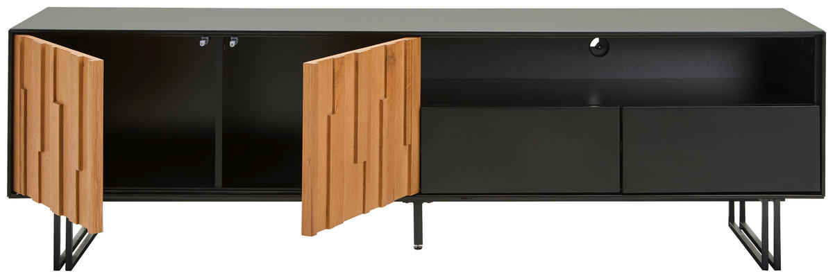 LOWBOARD  180/53/40 cm 2 Schublade(n) Beimöbel erhältlich, stehend  - Eichefarben/Schwarz, Trend, Holz/Holzwerkstoff (180/53/40cm) - Xora