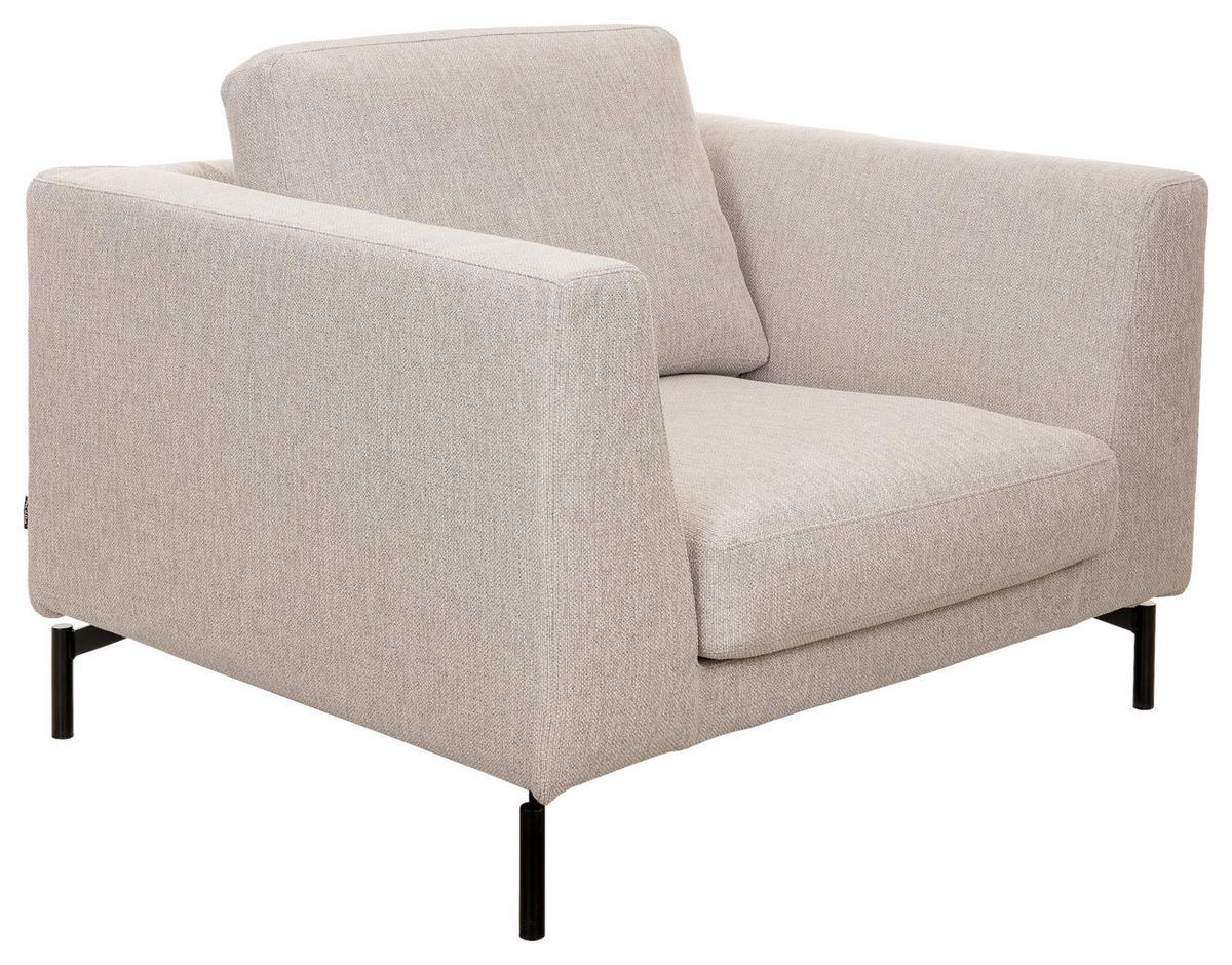 FÅTÖLJ i trä, textil beige  - beige/svart, Basics, metall/trä (115/84/100cm) - Pure Home Comfort