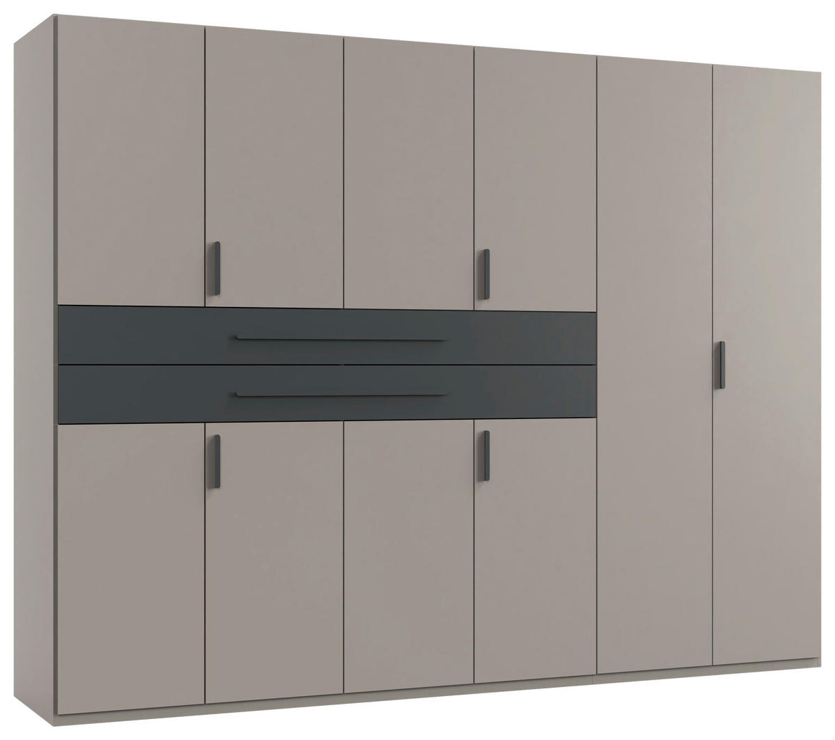 OMARA ZA OBLAČILA, barve grafita, siva, sahara  - sahara/siva, Design, leseni material (270/208/65cm) - Carryhome