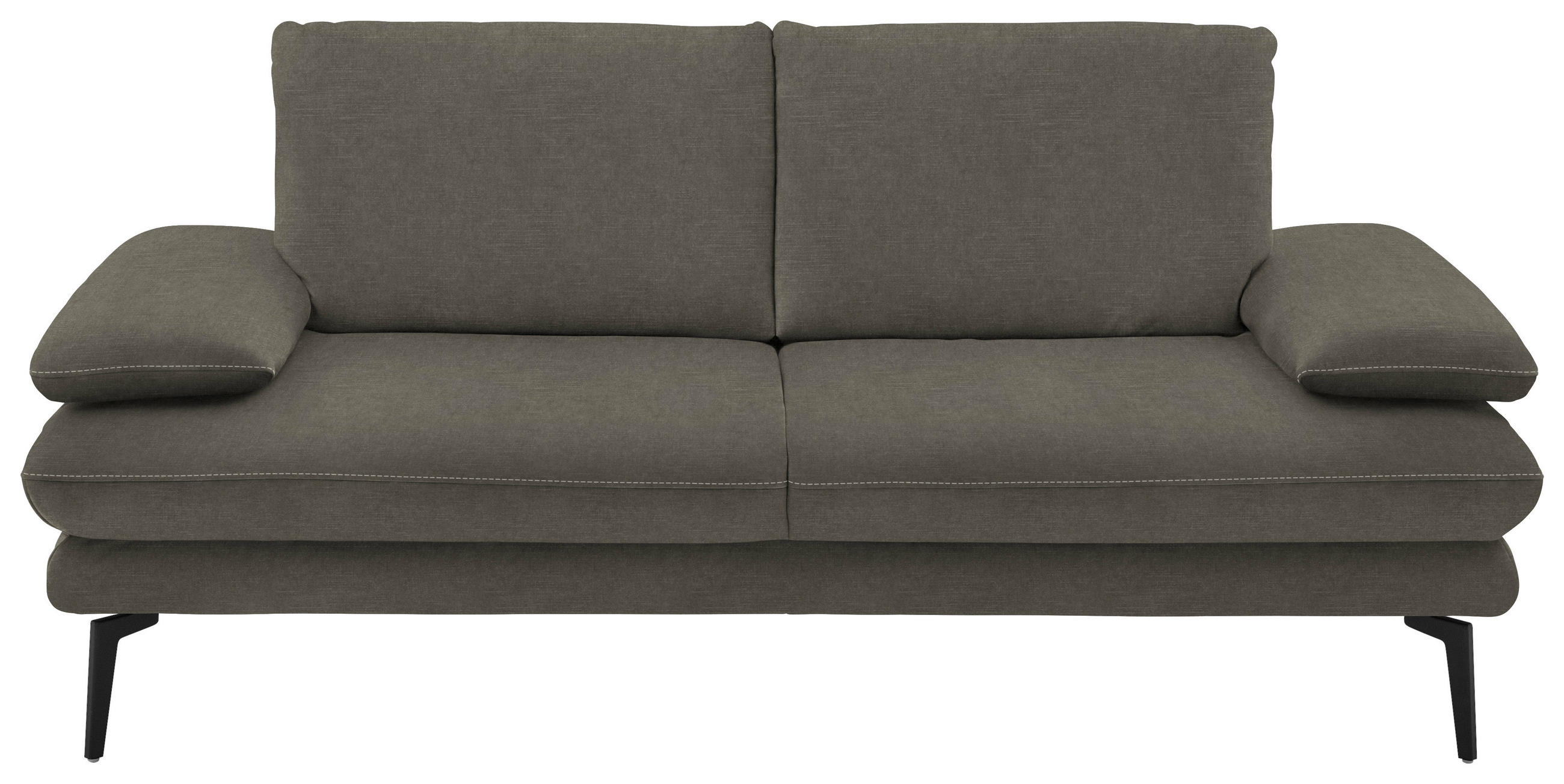 2,5-SITZER in Velours Grau  - Beige/Schwarz, Design, Textil/Metall (196/89/104cm) - Dieter Knoll