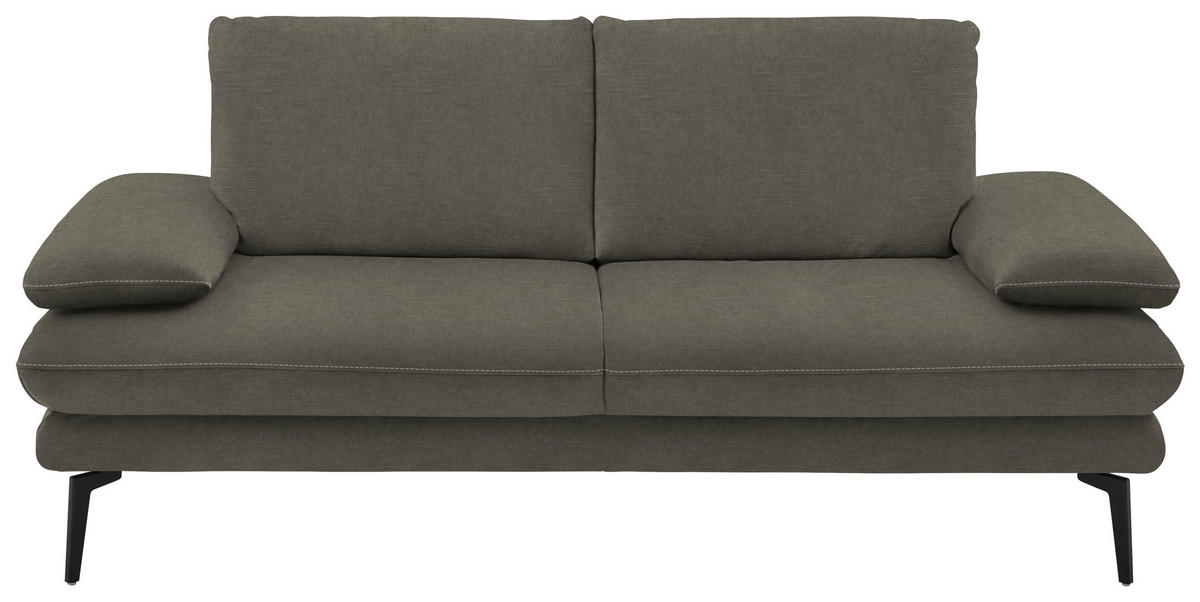 2,5-SITZER in Velours Grau  - Beige/Schwarz, Design, Textil/Metall (196/89/104cm) - Dieter Knoll