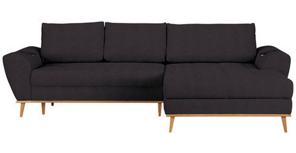 ECKSOFA in Webstoff Schwarz  - Eichefarben/Schwarz, Design, Holz/Textil (282/175cm) - Carryhome