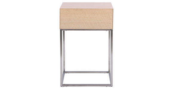 NACHTKÄSTCHEN in furniert Eiche Silberfarben, Eichefarben  - Eichefarben/Silberfarben, Basics, Holz/Holzwerkstoff (40/62/40cm) - Xora