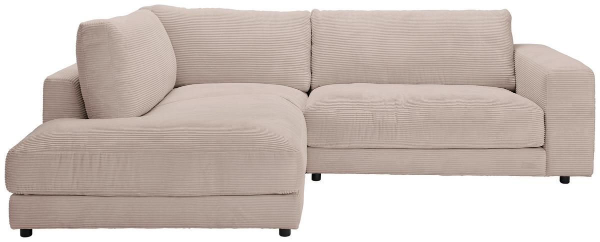 ECKSOFA in Cord Taupe  - Taupe/Schwarz, Design, Kunststoff/Textil (224/265cm) - Hom`in