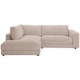 ECKSOFA in Cord Taupe  - Taupe/Schwarz, Design, Kunststoff/Textil (224/265cm) - Hom`in