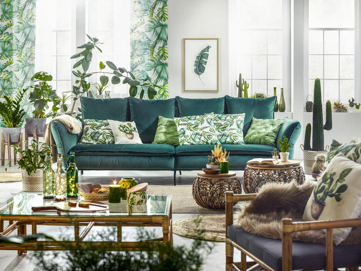 MEGA SOFA zelena  - zelena/višebojna, Dizajnerski, metal/tekstil (300/88-45/109cm) - Landscape