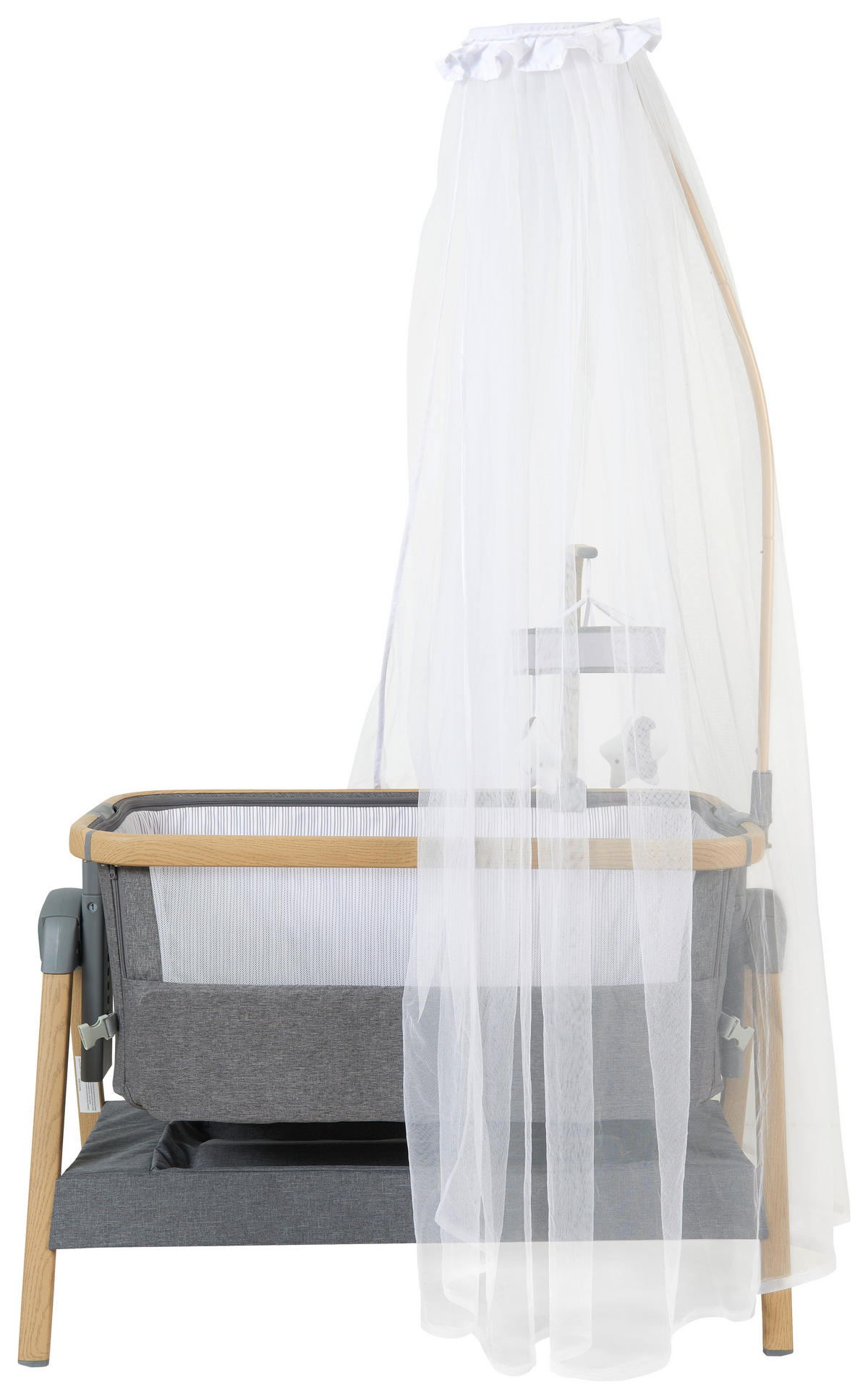 BEISTELLBETT Elegance  102/54/69-81 cm  - Dunkelgrau/Naturfarben, Trend, Kunststoff/Textil (102/54/69-81cm) - Jimmylee