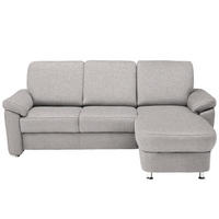 ECKSOFA Flachgewebe Hellgrau  - Chromfarben/Hellgrau, Konventionell, Textil/Metall (250/163cm) - Beldomo System