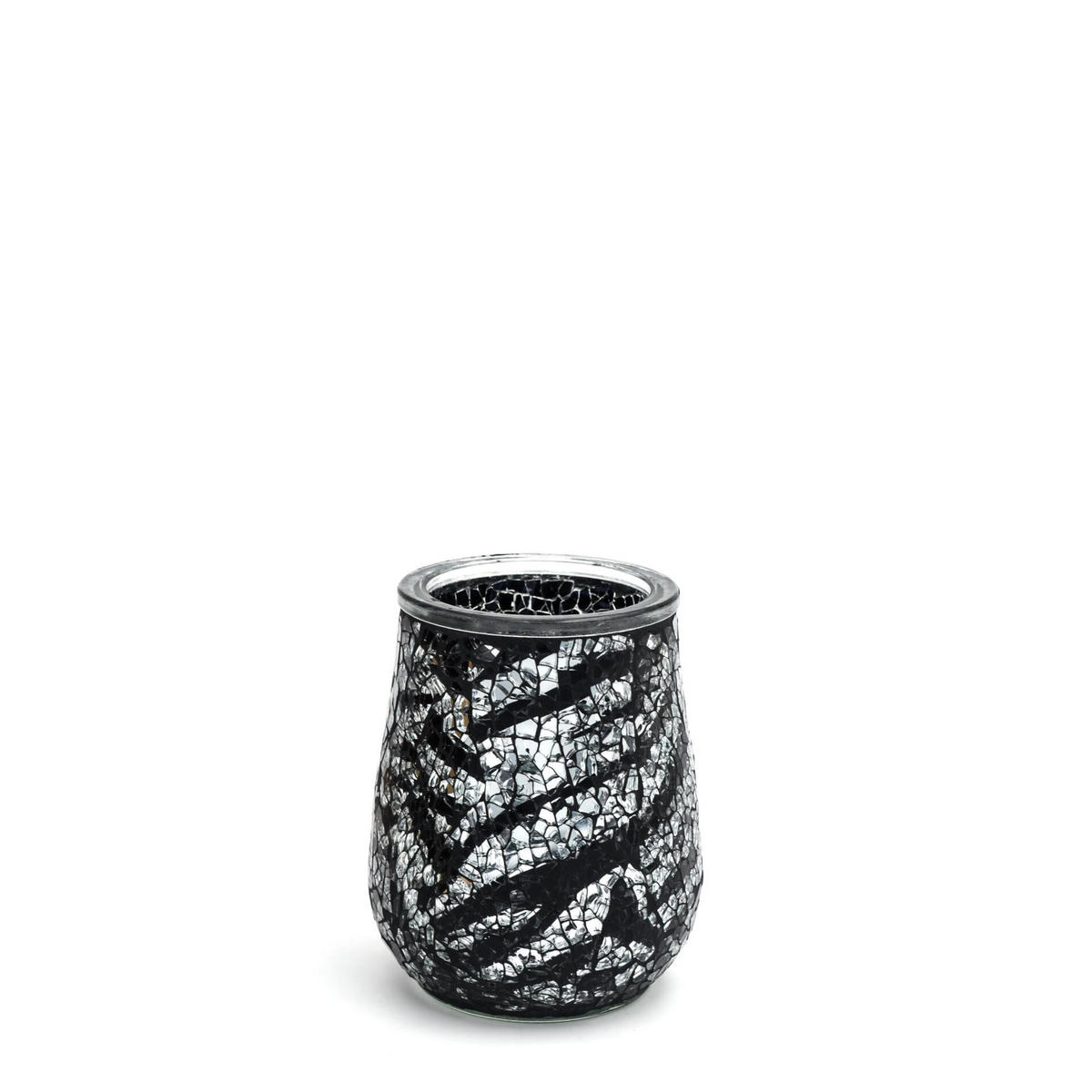 POHÁR NA ZUBNÉ KEFKY čierna, biela - čierna/biela, Basics, sklo (8,6/11/8,6cm) - Sadena