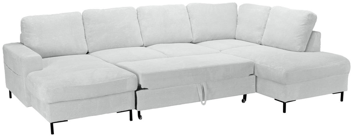 WOHNLANDSCHAFT Naturfarben Cord  - Schwarz/Naturfarben, KONVENTIONELL, Textil/Metall (148/303/197cm) - Carryhome