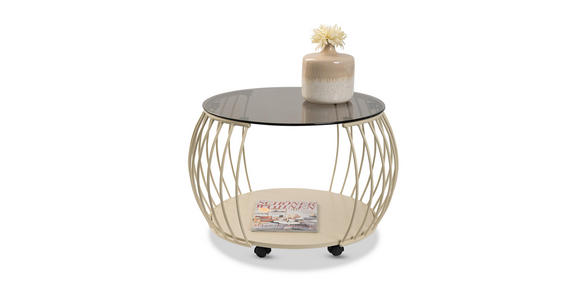 COUCHTISCH Sicherheitsglas 60/60/46 cm rund Creme  - Creme, Design, Glas/Holzwerkstoff (60/60/46cm) - Xora