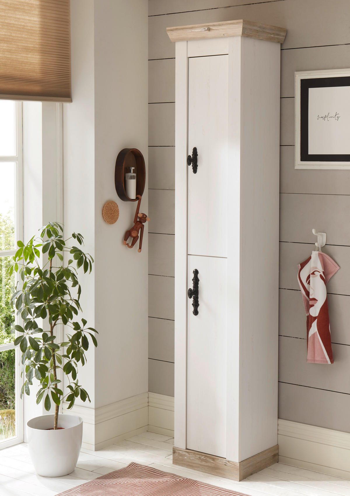 BADEZIMMER 4-teilig  in  - Schwarz/Pinienfarben, Design, Holzwerkstoff/Metall (184/200/46cm) - MID.YOU