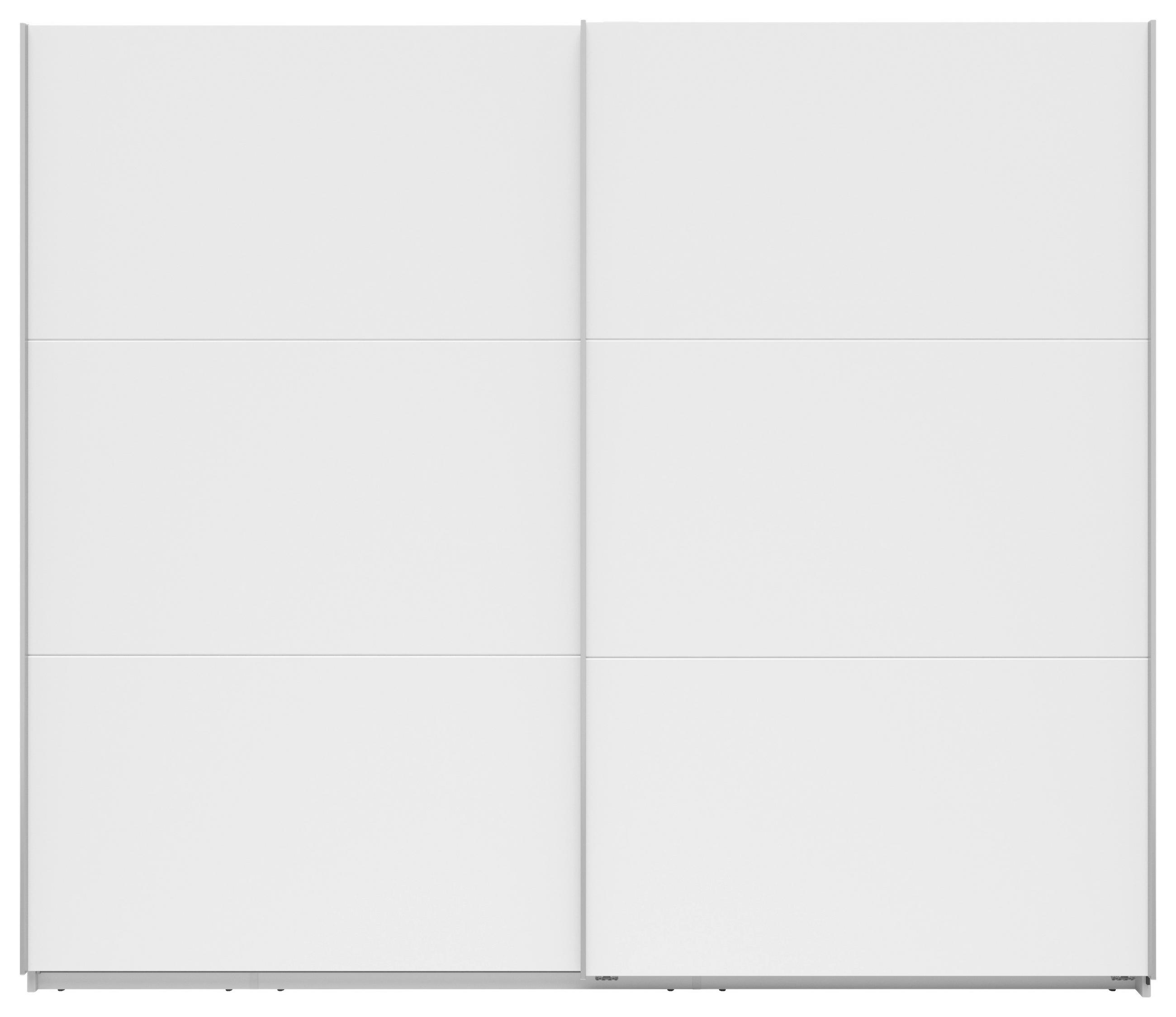 SCHWEBETÜRENSCHRANK  in Weiß  - Silberfarben/Weiß, Basics, Holzwerkstoff/Metall (250/216/64cm) - Boxxx