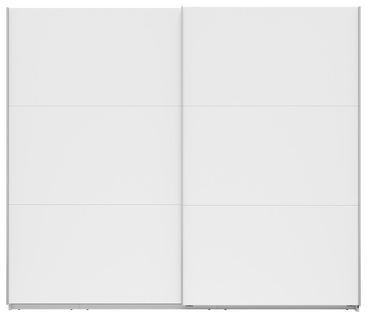 SCHWEBETÜRENSCHRANK 250/216/64 cm 2-türig Weiß  - Silberfarben/Weiß, Basics, Holzwerkstoff/Metall (250/216/64cm) - Boxxx