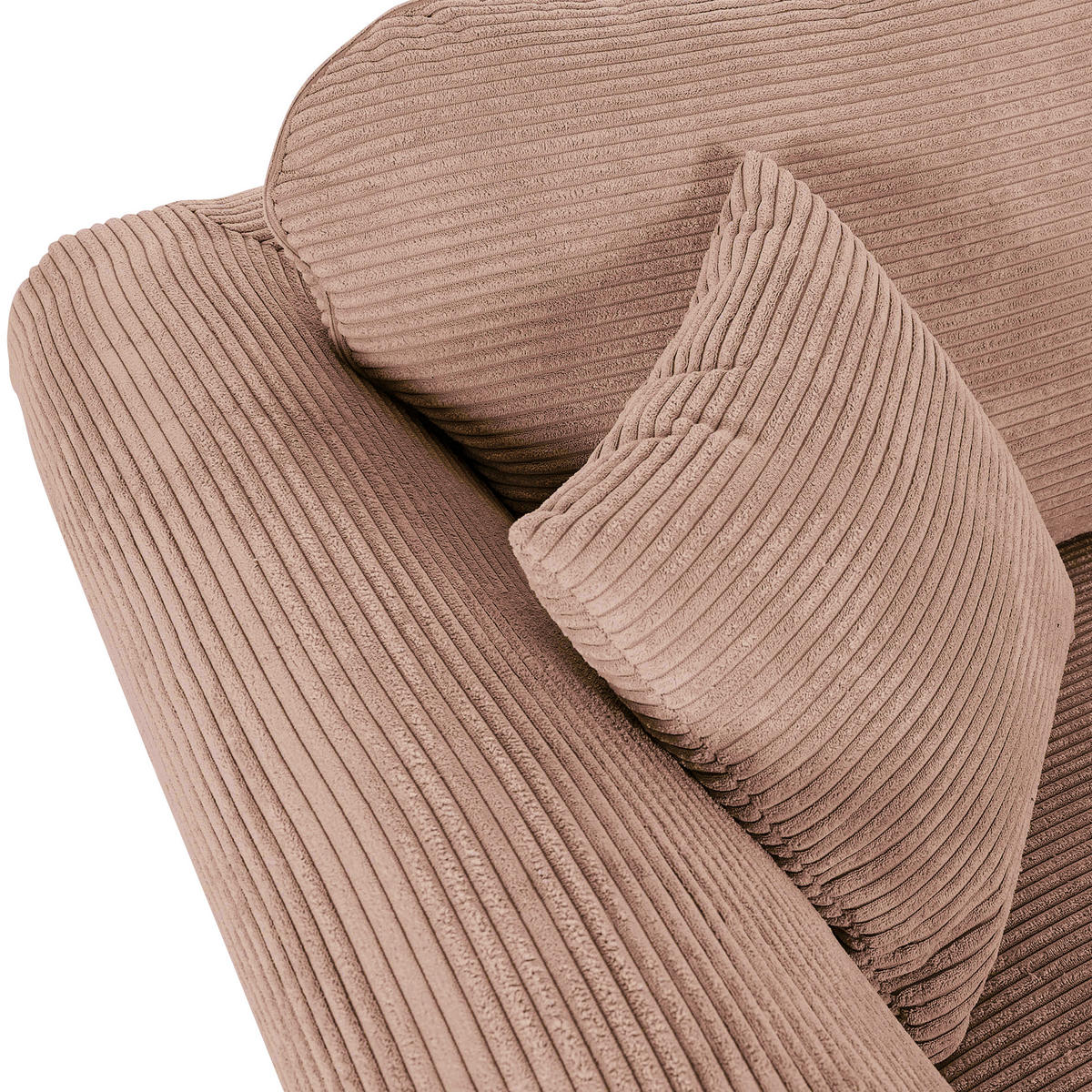3-SITZER-SOFA in Cord Altrosa  - Dunkelbraun/Altrosa, Konventionell, Holz/Textil (215/70/90cm) - home24