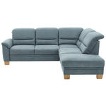 ECKSOFA Blau Mikrofaser  - Wildeiche/Blau, KONVENTIONELL, Holz/Textil (254/224cm) - Carryhome