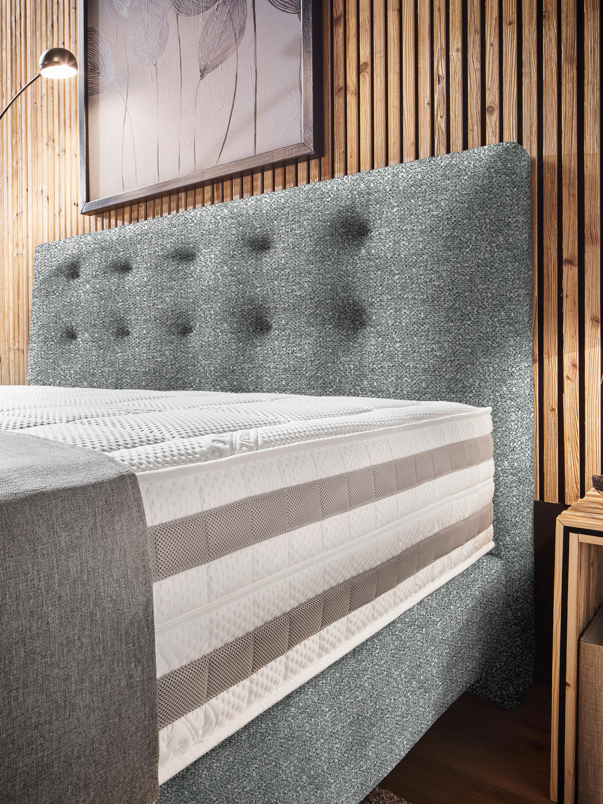 BOXSPRINGBETT 160/200 cm  in Grau  - Grau, Konventionell, Holz/Textil (160/200cm) - Dieter Knoll