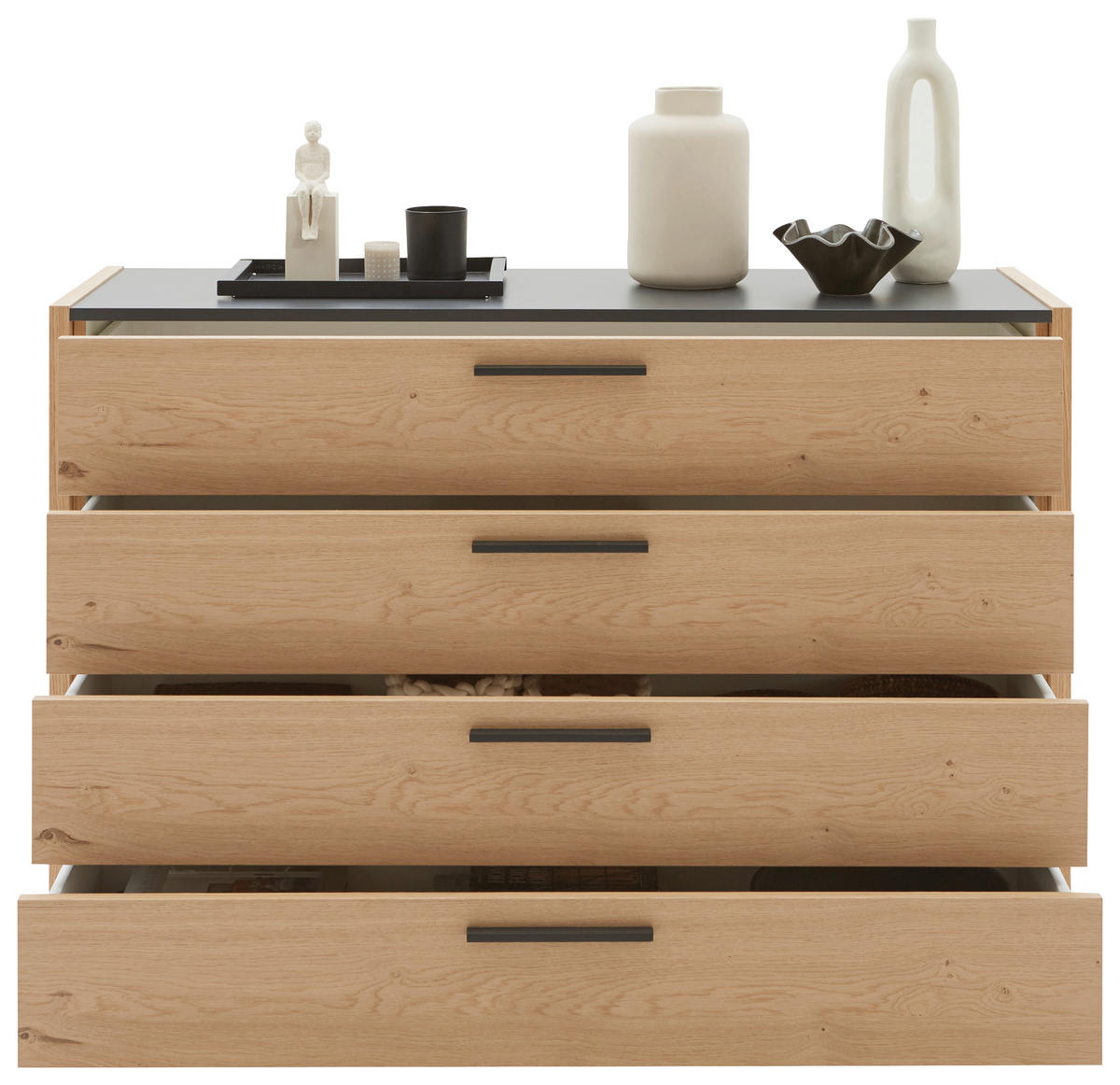 SIDEBOARD Neva  in 125,2/82,7/46 cm  - Eichefarben/Anthrazit, KONVENTIONELL, Holzwerkstoff/Metall (125,2/82,7/46cm) - Dieter Knoll