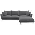 ECKSOFA  in Webstoff Dunkelgrau  304/196 cm  - Dunkelgrau/Schwarz, KONVENTIONELL, Textil/Metall (304/196cm) - Hom`in