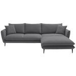 ECKSOFA  in Webstoff Dunkelgrau  304/196 cm  - Dunkelgrau/Schwarz, KONVENTIONELL, Textil/Metall (304/196cm) - Hom`in