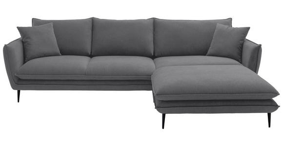 ECKSOFA  in Webstoff Dunkelgrau  304/196 cm  - Dunkelgrau/Schwarz, KONVENTIONELL, Textil/Metall (304/196cm) - Hom`in