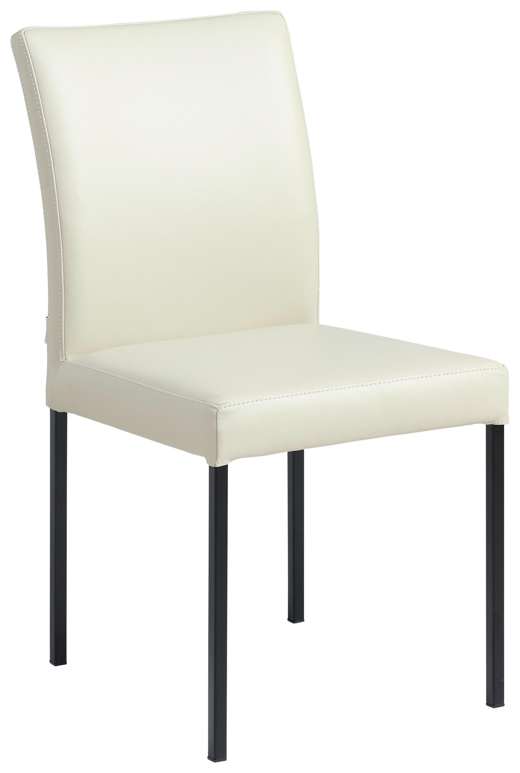 STUHL  in Stahl Echtleder pigmentiert  - Beige/Schwarz, Modern, Leder/Metall (45,5/86/57,5cm) - Livetastic