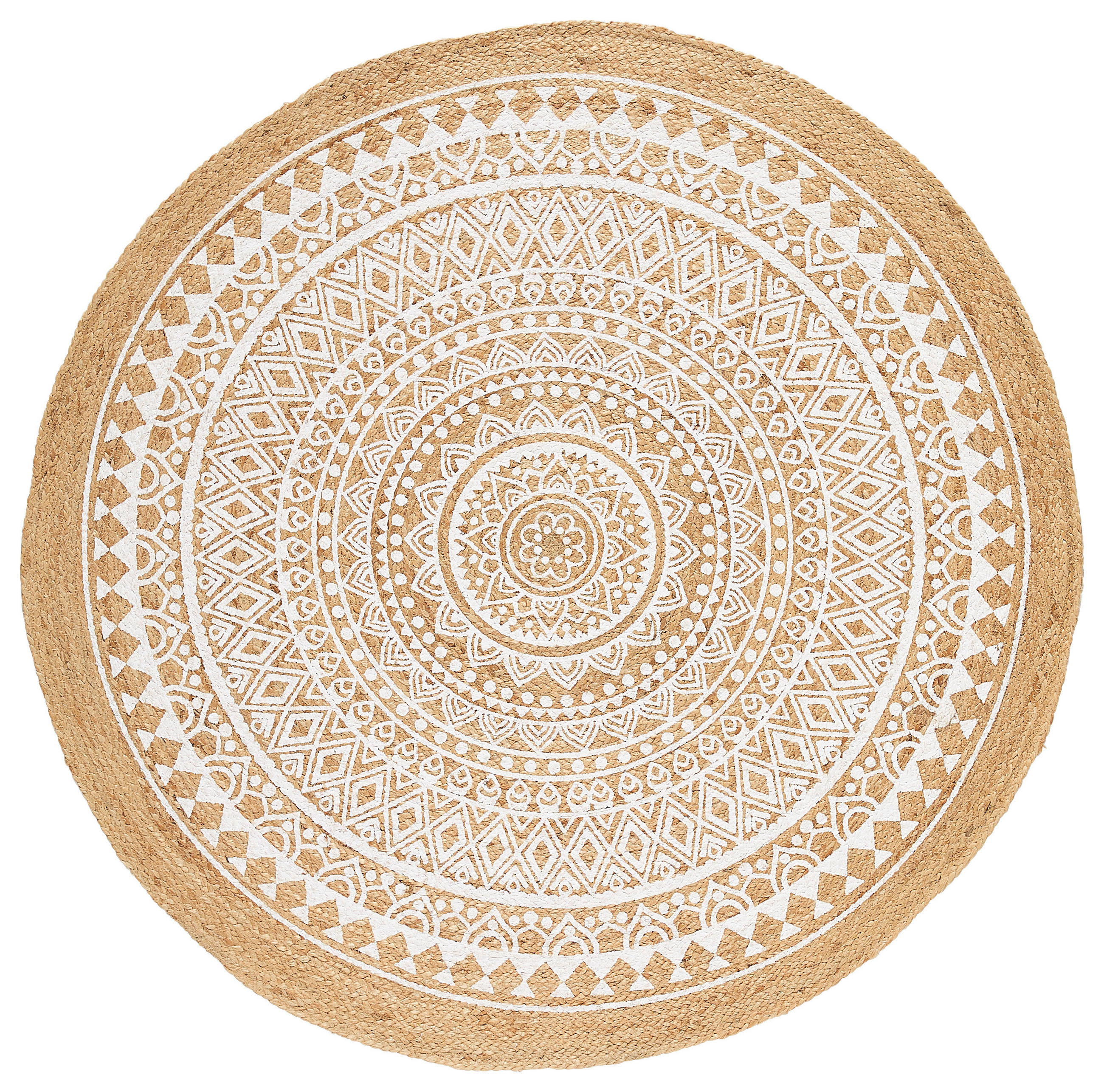 JUTETEPPICH 120 cm Naturfarben, Weiß  - Naturfarben/Weiß, Natur, Textil (120cm) - Linea Natura