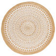 JUTETEPPICH 120 cm Naturfarben, Weiß rund  - Naturfarben/Weiß, Natur, Textil (120cm) - Linea Natura