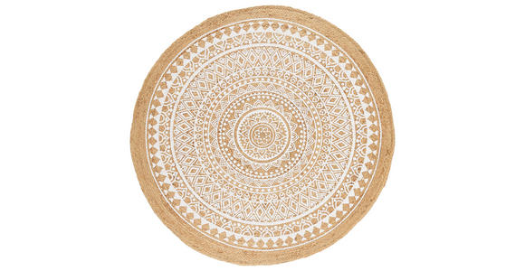 JUTETEPPICH 120 cm Naturfarben, Weiß rund  - Naturfarben/Weiß, Natur, Textil (120cm) - Linea Natura