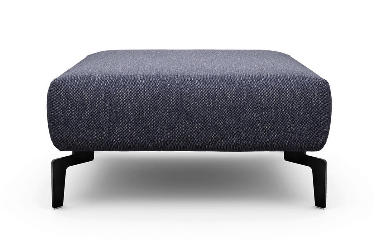 HOCKER Chenille Blau  - Blau/Schwarz, Design, Textil/Metall (90/70/46cm) - SENSOO
