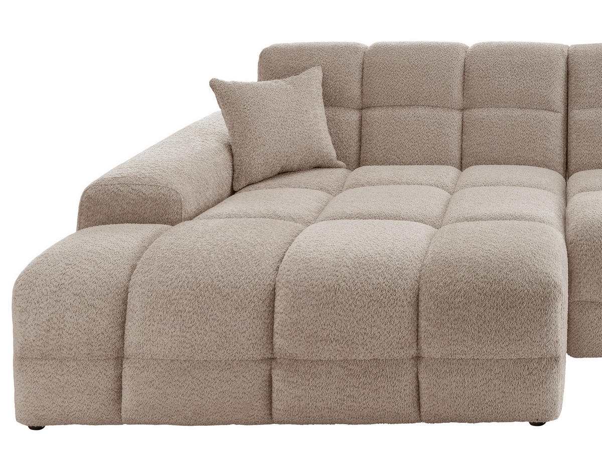 ECKSOFA in Bouclé Beige  - Beige/Schwarz, Modern, Kunststoff/Textil (152/301cm) - Livetastic