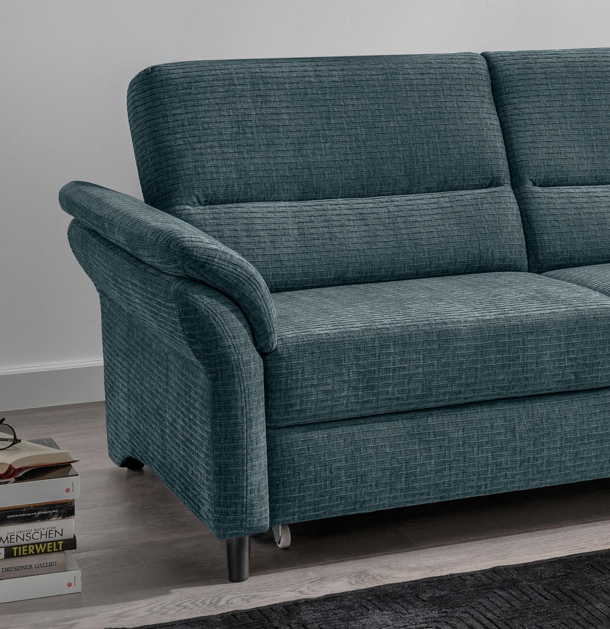 ECKSOFA Blau Mikrofaser  - Blau/Schwarz, MODERN, Holz/Textil (279/176cm) - Livetastic