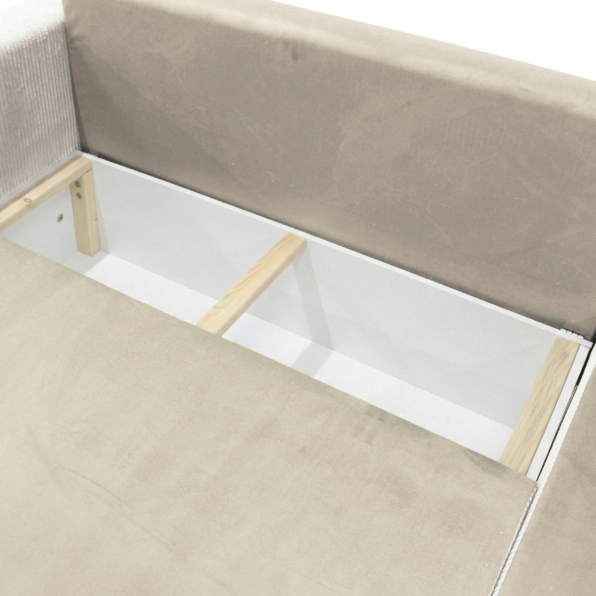 ECKSOFA STELLA in Plüsch Beige  234/166 cm  - Beige/Schwarz, Design, Kunststoff/Textil (234/166cm) - MID.YOU