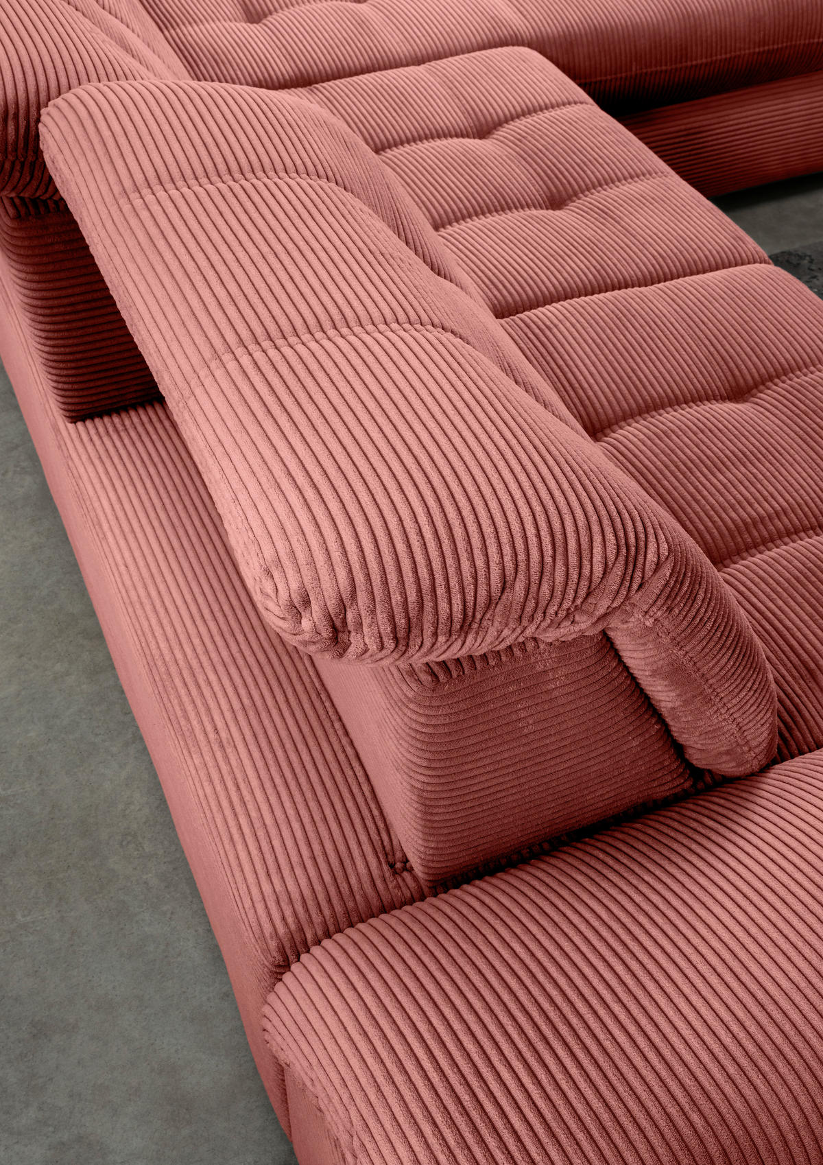 ECKSCHLAFSOFA in Cord Koralle  - Koralle/Schwarz, Modern, Textil/Metall (273/189cm) - Livetastic