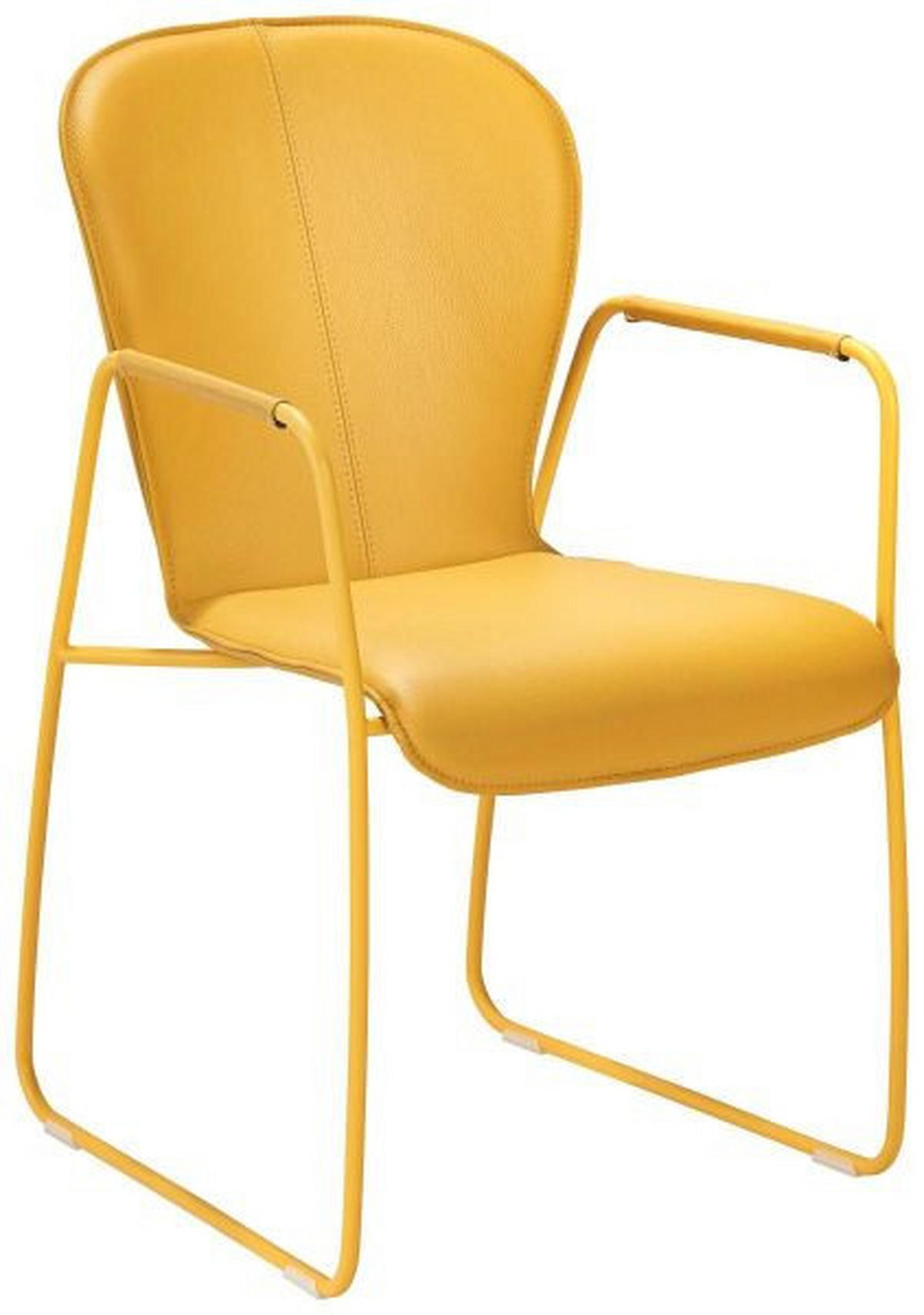 ARMLEHNSTUHL  in Edelstahl Echtleder pigmentiert  - Edelstahlfarben/Gelb, Design, Leder/Metall (48/91/61cm) - Bert Plantagie