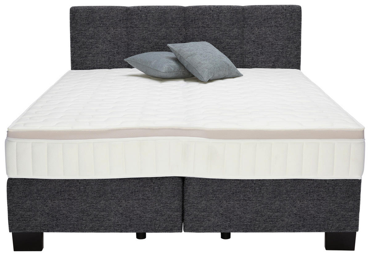 BOXSPRINGBETT 160/200 cm  in Anthrazit  - Anthrazit/Schwarz, Design, Kunststoff/Textil (160/200cm) - Hom`in