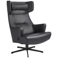 RELAXSESSEL in Leder Schwarz  - Schwarz, Design, Leder/Metall (73/110/83cm) - Conform