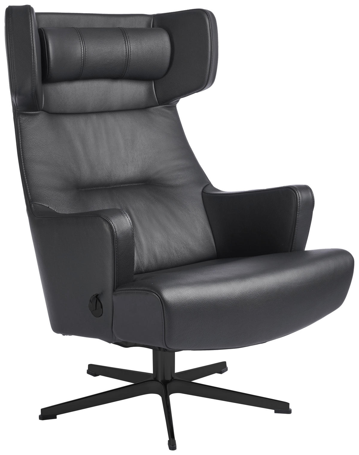 RELAXSESSEL in Leder Schwarz  - Schwarz, Design, Leder/Metall (73/110/83cm) - Conform