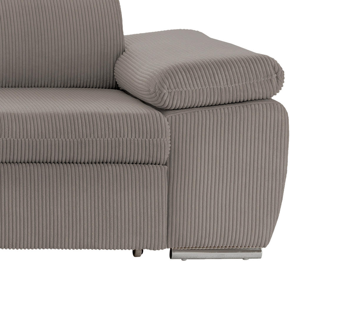 ECKSOFA Graubraun Cord  - Chromfarben/Graubraun, Design, Textil/Metall (228/283cm) - Livetastic