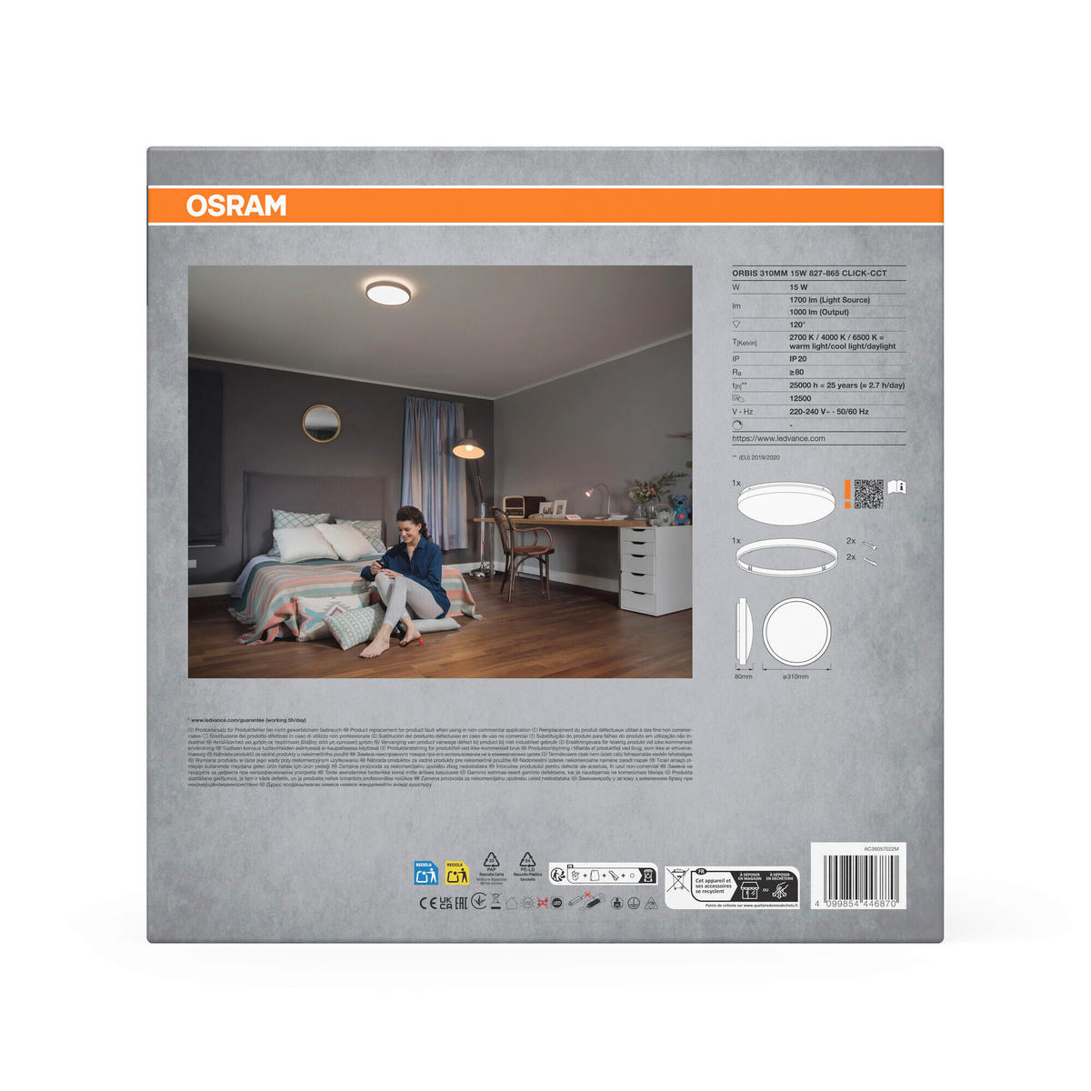 LED-DECKENLEUCHTE 31/8 cm   - Weiß, Basics, Kunststoff/Metall (31/8cm) - Osram