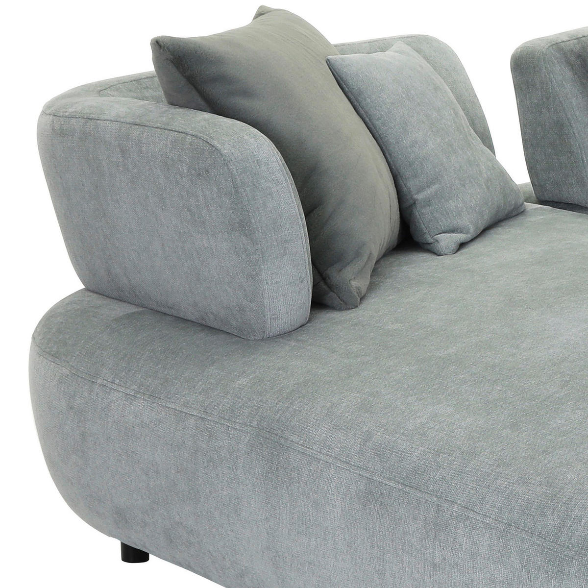ECKSOFA Mintgrün Flachgewebe Zierkissen, Rückenkissen, Rücken echt, Sitztiefenverstellung  - Salbeigrün/Schwarz, MODERN, Kunststoff/Textil (190/320cm) - Ambia Home