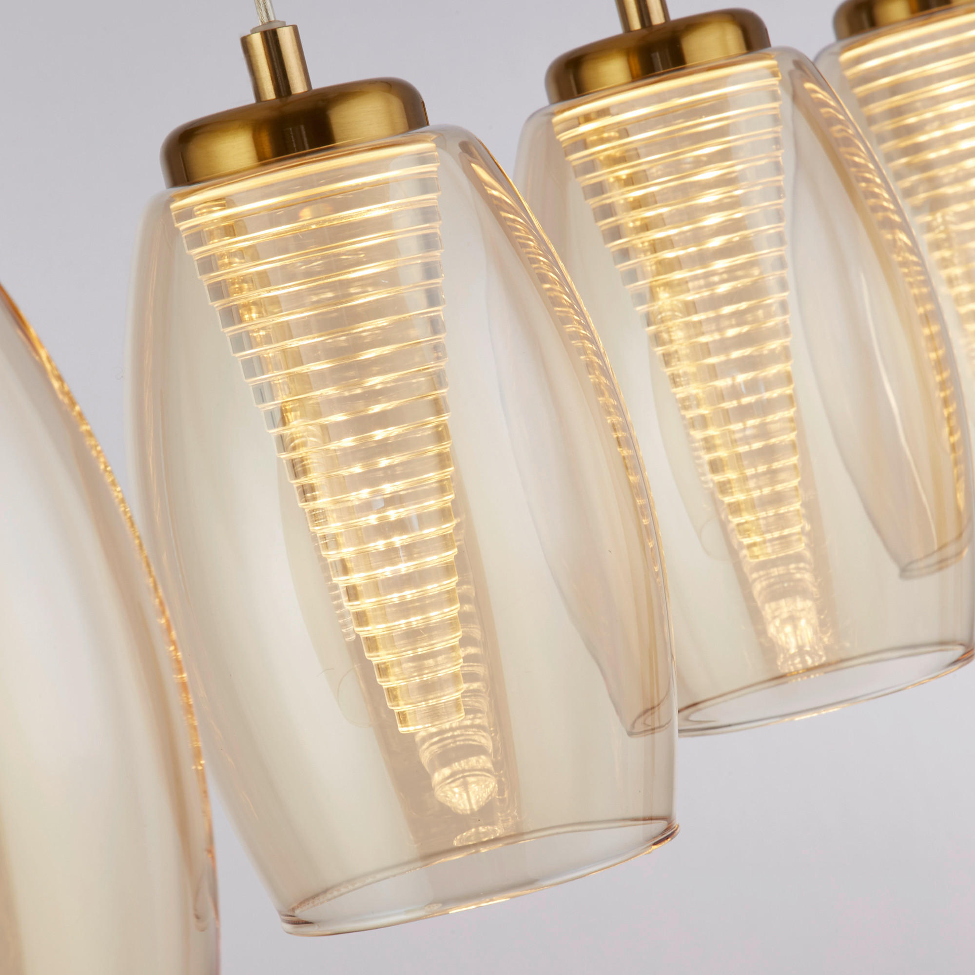 Thumbnail - Searchlight Led-Hängeleuchte Cyclone, Champagner, Messing, Metall, Glas, 11.5x150x75.5 cm, höhenverstellbar, Lampen & Le...