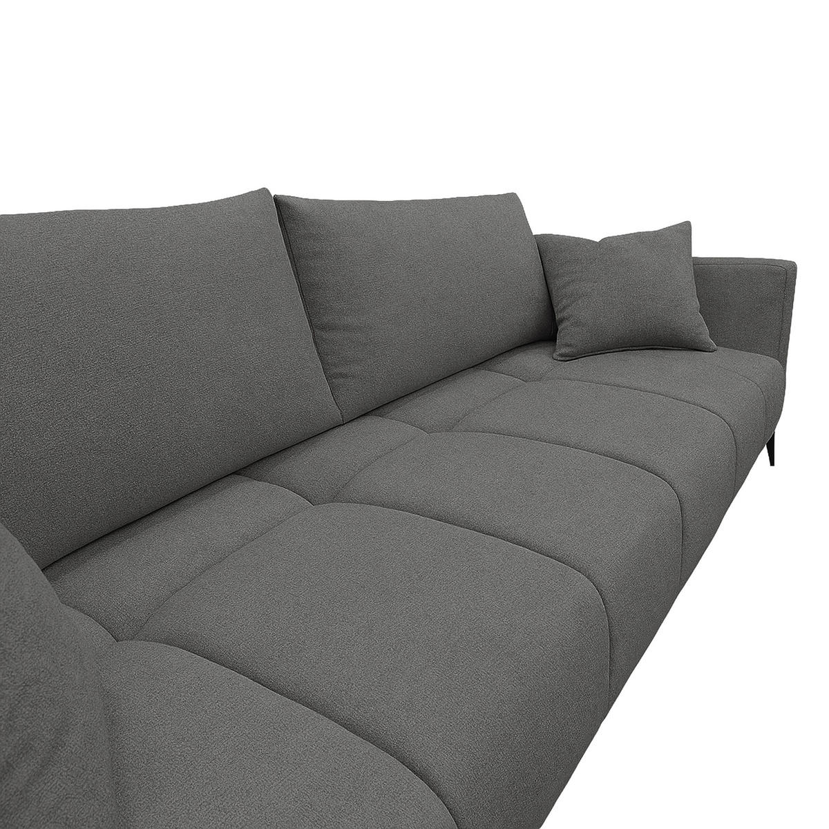 SCHLAFSOFA GRANDE in Chenille Dunkelgrau  - Dunkelgrau/Schwarz, Design, Textil/Metall (238/83/98cm) - MID.YOU