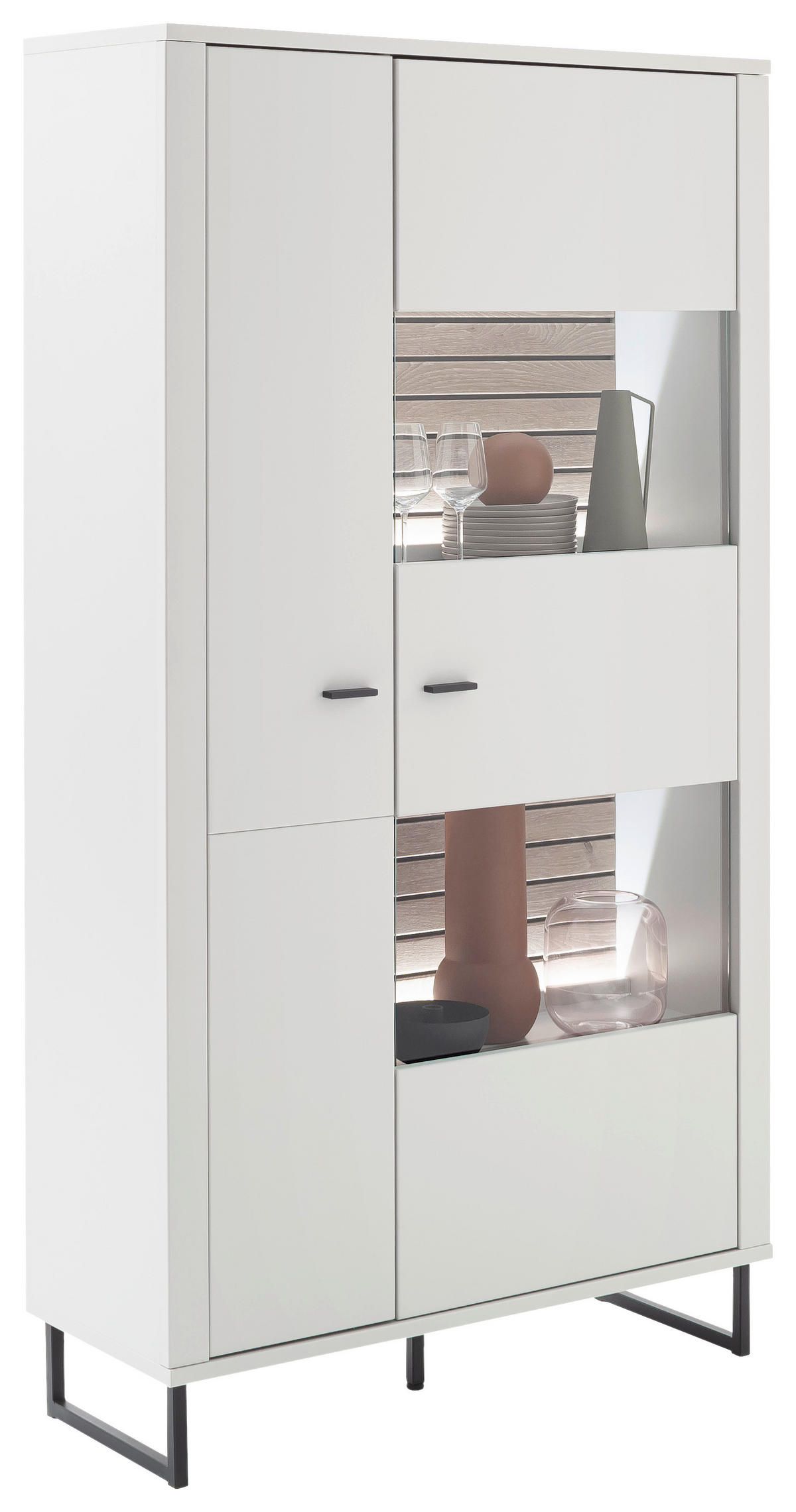 VITRINE Weiss, Eichefarben  100/185/37 cm  - Weiss/Eichefarben, Design, Glas/Holzwerkstoff (100/185/37cm) - Stylife