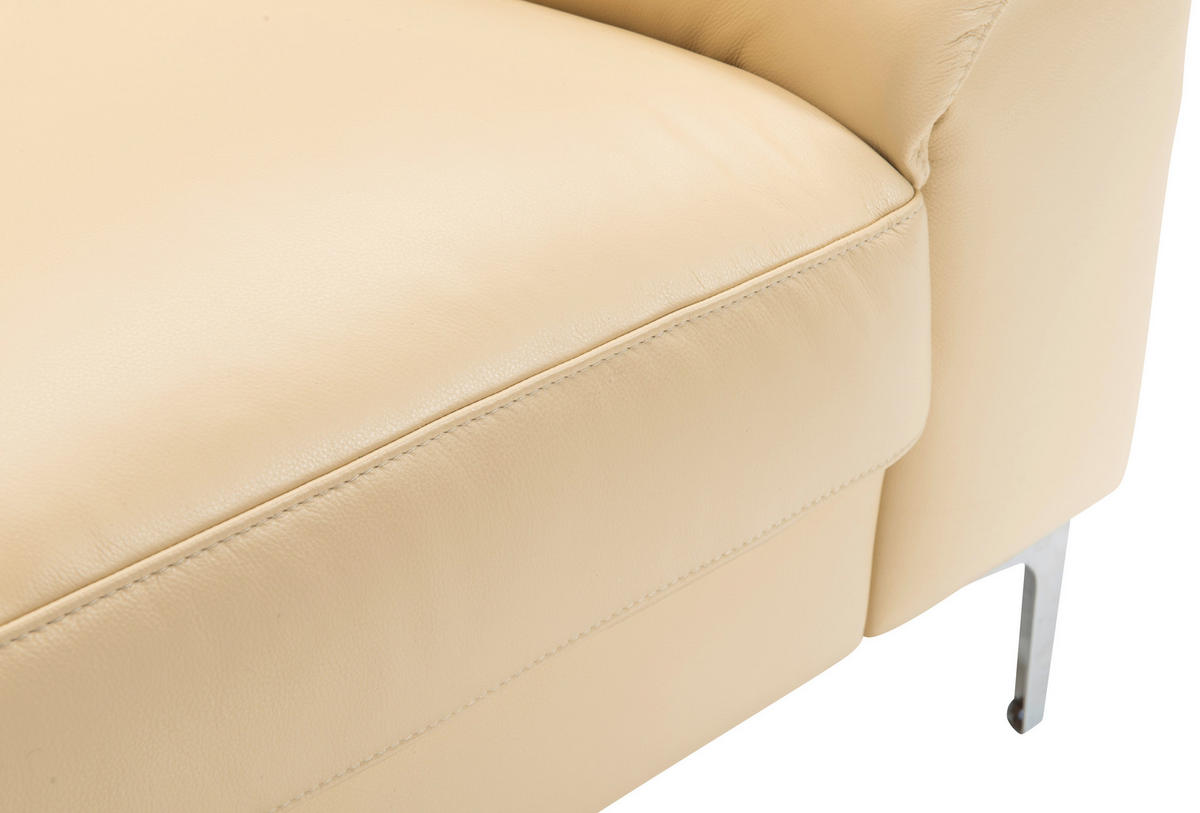 SOFFA i äkta läder sandfärgad  - sandfärgad/kromfärg, Klassisk, metall/läder - Welnova