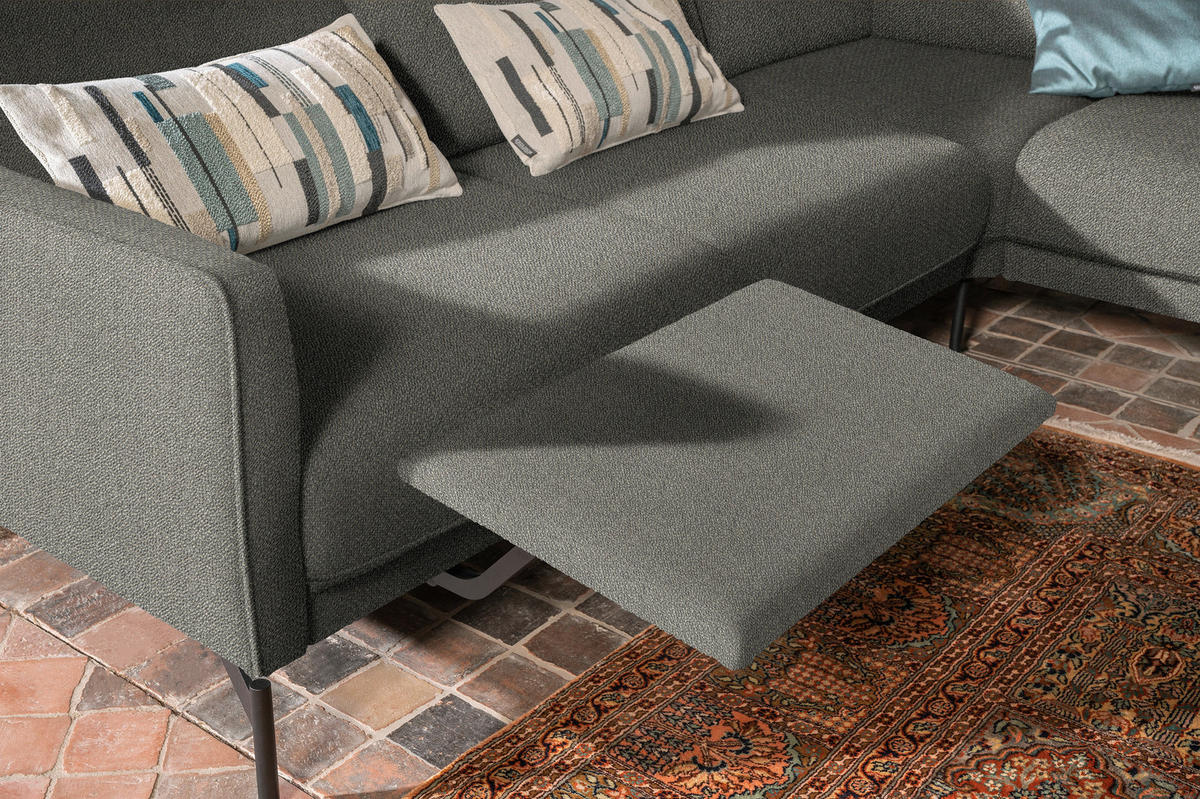 ECKSOFA in Flachgewebe, Struktur Graubraun  - Anthrazit/Graubraun, Design, Textil/Metall (254/230cm) - Johann Jakob