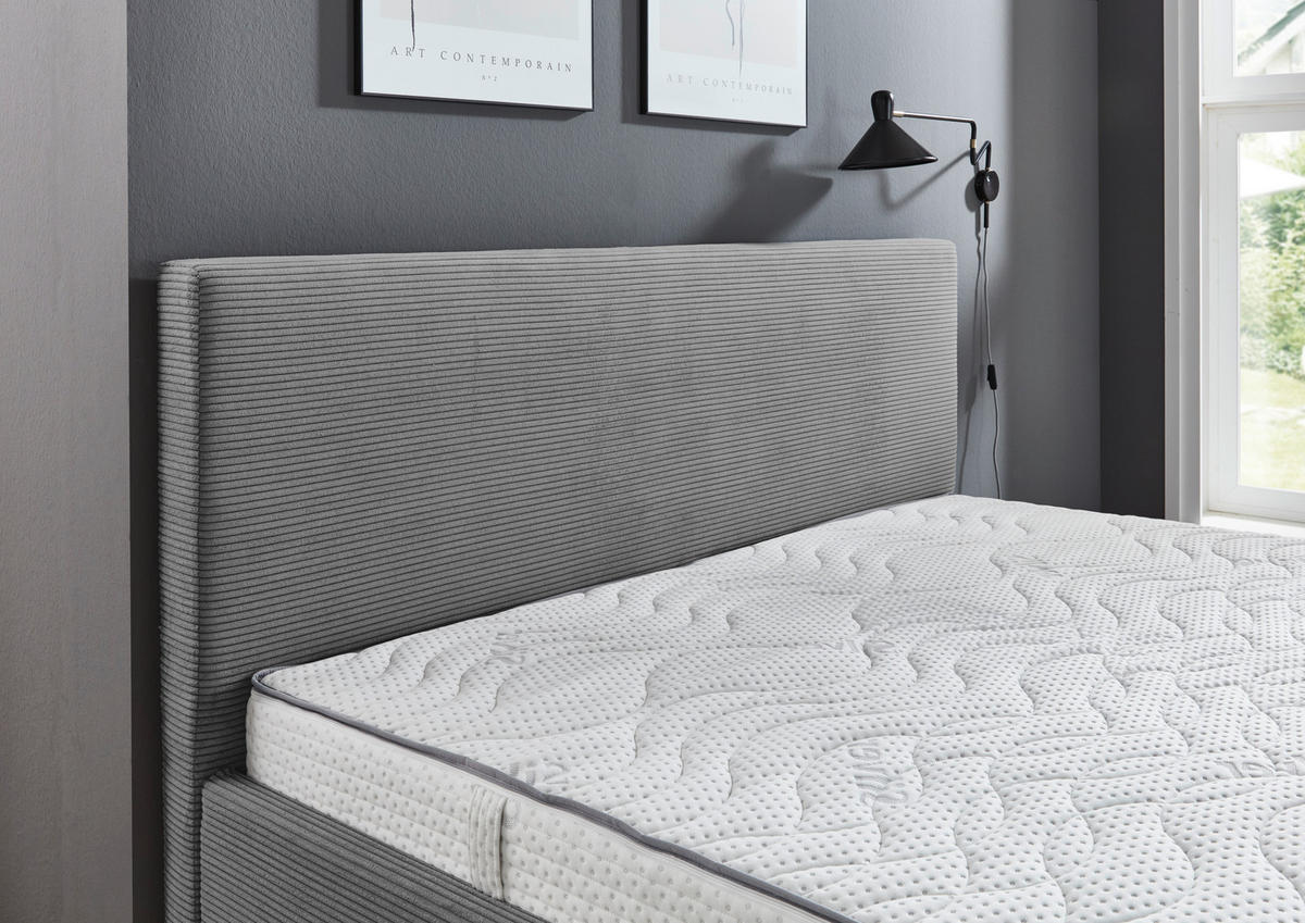 POLSTERBETT 140/200 cm  in Grau  - Schwarz/Grau, Trend, Kunststoff/Textil (140/200cm) - Boxxx