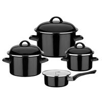 KOCHTOPFSET Black & White 4-teilig  - Schwarz, Basics, Metall - GSW