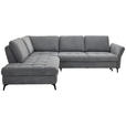 ECKSOFA in Chenille Grau  - Schwarz/Grau, Natur, Textil/Metall (233/288cm) - Valnatura