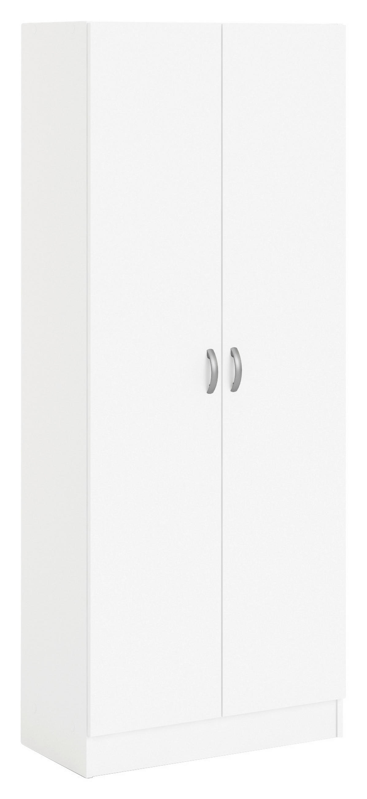 DREHTÜRENSCHRANK 69,2/170,4/34,6 cm,  in Weiß, 2-türig  - Silberfarben/Weiß, Basics, Holzwerkstoff/Metall (69,2/170,4/34,6cm) - MID.YOU